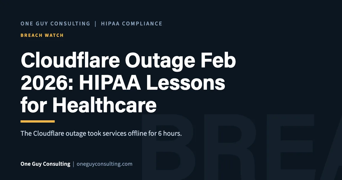 Cloudflare Outage Feb 2026: HIPAA Lessons for Healthcare: One Guy Consulting article cover