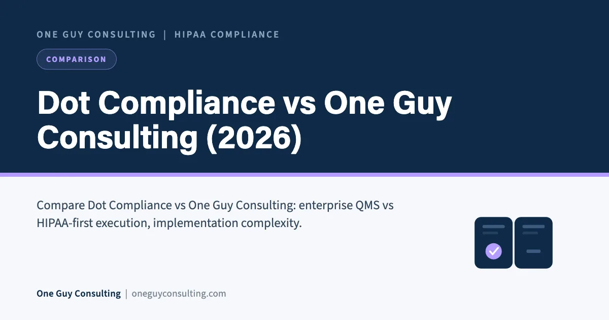 Dot Compliance vs One Guy Consulting (2026): One Guy Consulting article cover, Comparison category