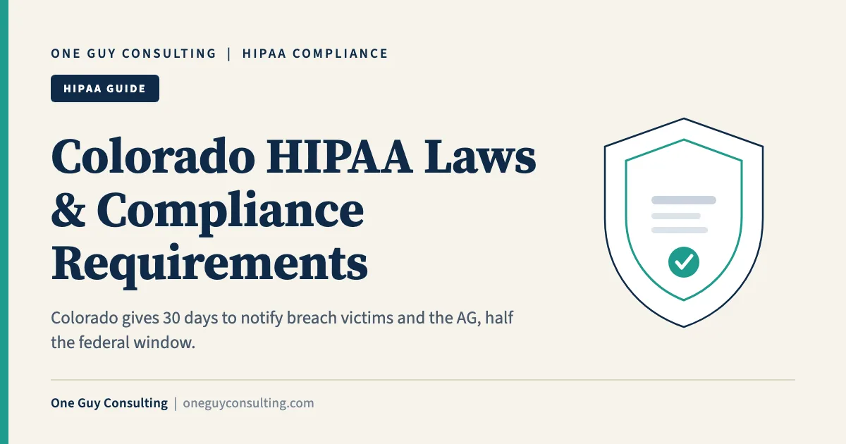 HIPAA compliance Colorado cover: 30-day breach notice, Attorney General reporting