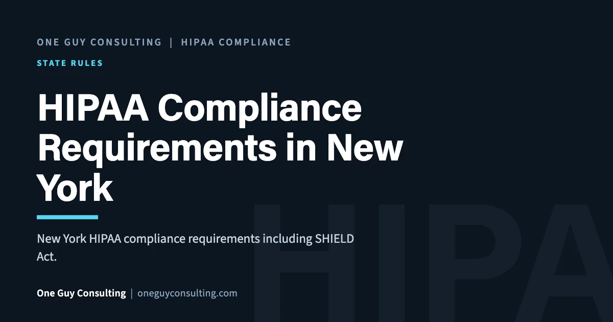 HIPAA Compliance Requirements in New York: One Guy Consulting article cover, State Rules category