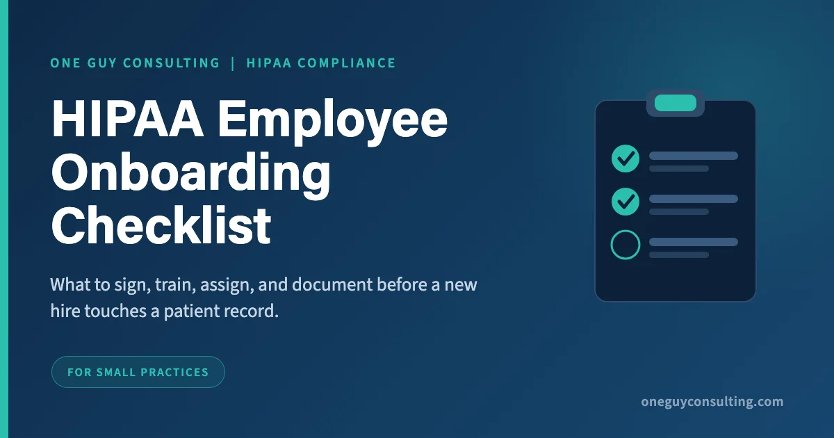 HIPAA employee onboarding checklist cover for a small medical practice