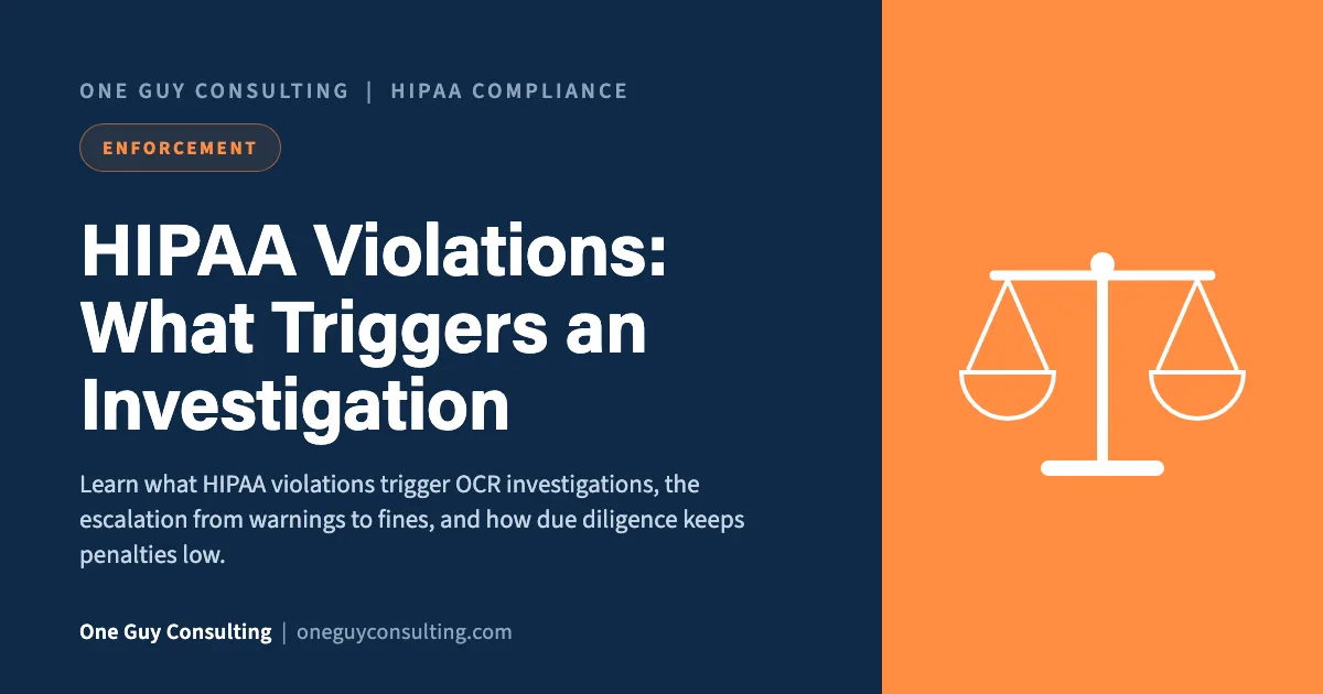 HIPAA Violations: What Triggers an Investigation: One Guy Consulting article cover