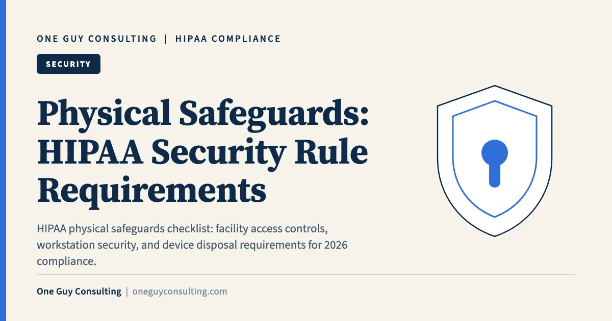 Physical Safeguards: HIPAA Security Rule Requirements: One Guy Consulting article cover