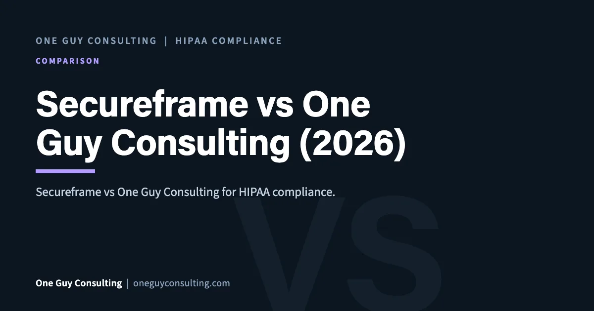 Secureframe vs One Guy Consulting (2026): One Guy Consulting article cover, Comparison category