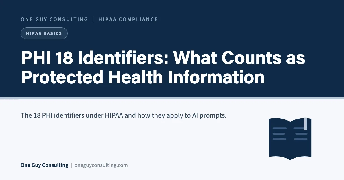 PHI 18 Identifiers: What Counts as Protected Health Information: One Guy Consulting article cover
