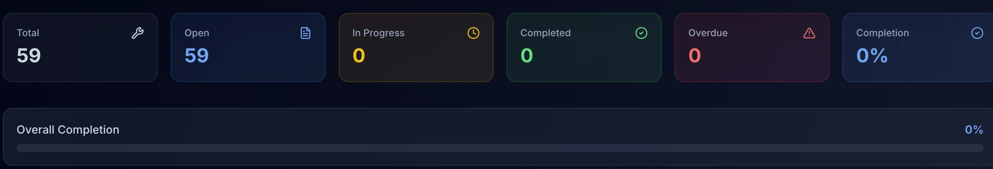 Remediation Plans summary in the portal: 59 total tasks, 59 open, 0 completed